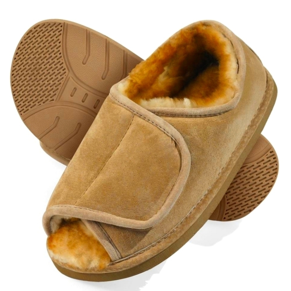 Hammacher Schlemmer Open Toe Men's Sandals Sheepskin Size 10.5